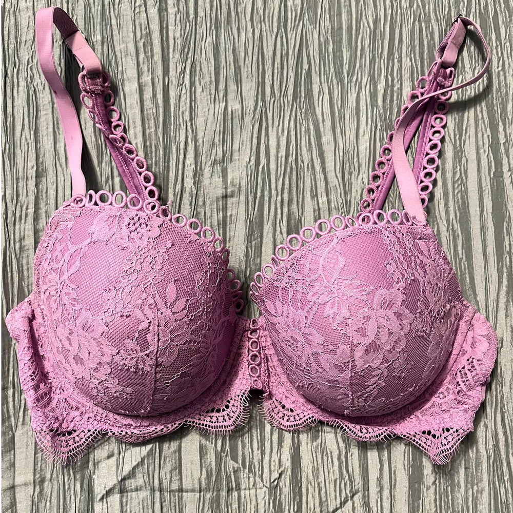 Victoria's Secret Dream Angels Pink Mauve Lace Lined Demi Bra - 34DD / 34E